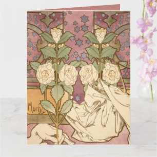 Cartão Alphonse Mucha Estrelas Elegantes Art Nouveau Camé