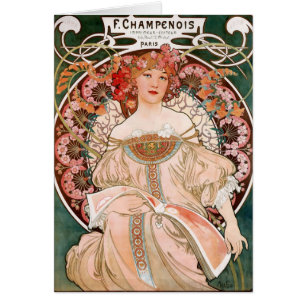 Cartão Alphonse Mucha F. Champenois