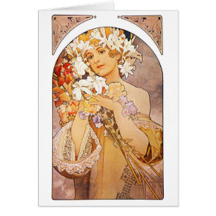 Cartão Alphonse Mucha Flower