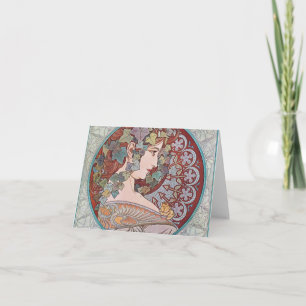 Cartão Alphonse Mucha Ivy Art Nouveau Note Cards Foldover