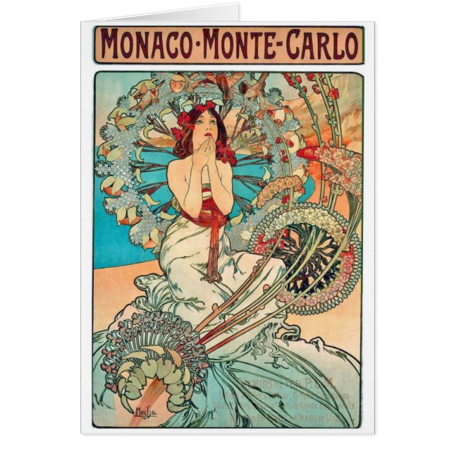 Cartão Alphonse Mucha Monaco, Monte - Carlo, 1897 (Frente)