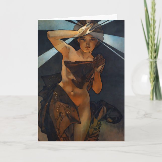 Cartão Alphonse Mucha Morning Star Greeting Card (Frente)