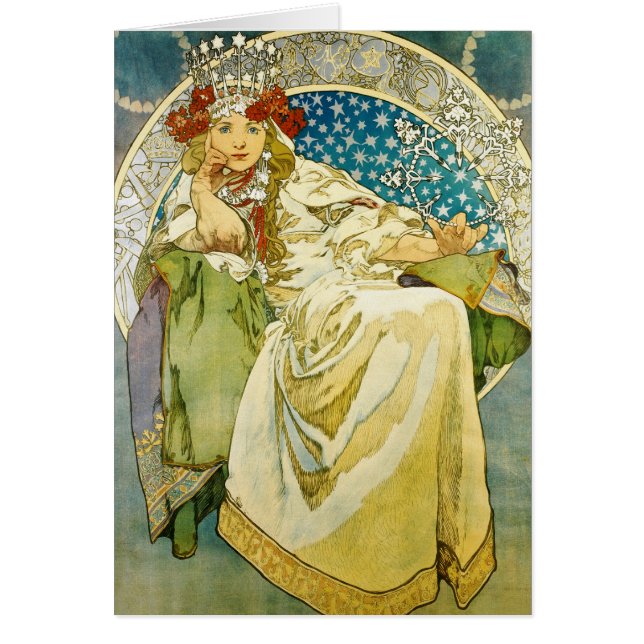 Cartão Alphonse Mucha Princess Hyacinth Art Nouveau (Frente)