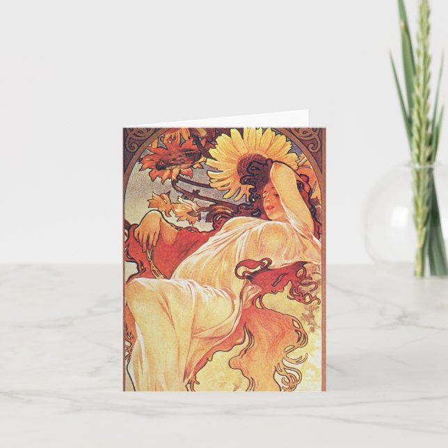 Cartão Alphonse Mucha Sunflower (Frente)