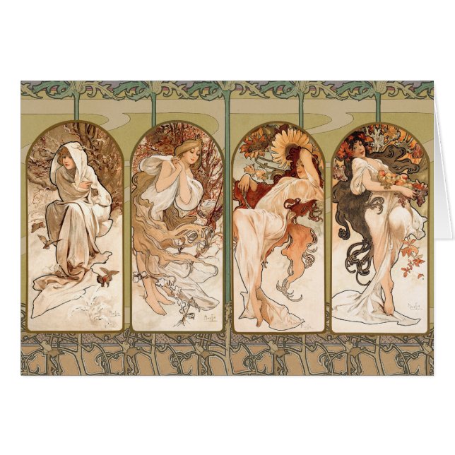 Cartão Alphonse Mucha The Seasons 1897 Art Nouveau (Frente Horizontal)