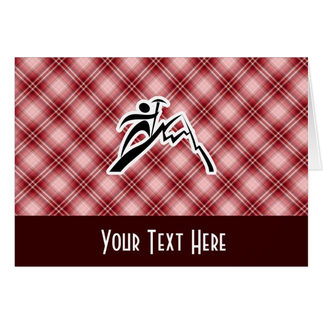 Cartão Alpinismo vermelho da xadrez (Frente Horizontal)