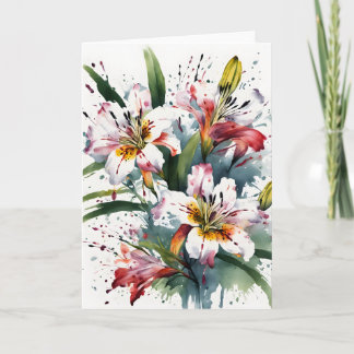 Cartão Alstroemeria - Watercolor flowers