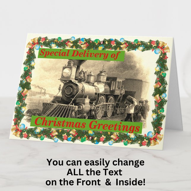 Cartão Alterar Texto Adicionar Nome Comboio a Vapor Feliz (Criador carregado)