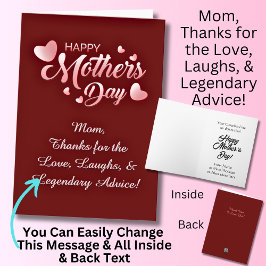 Cartão Alterar texto, Obrigados para o amor, risos e cons