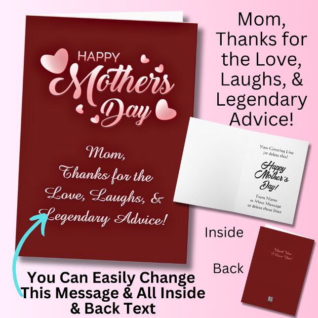 Cartão Alterar texto, Obrigados para o amor, risos e cons (Criador carregado)