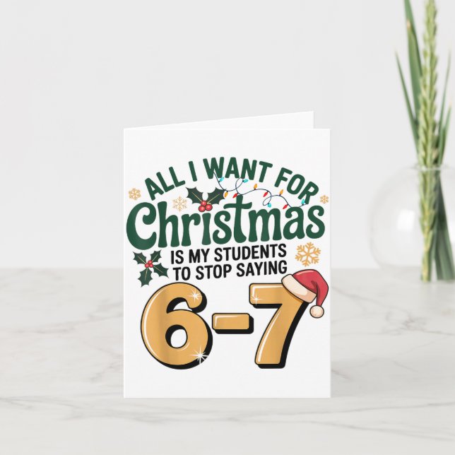 Cartão Alunos Dizendo 6-7 67 Seis Sete Professor Engraçad (Frente)