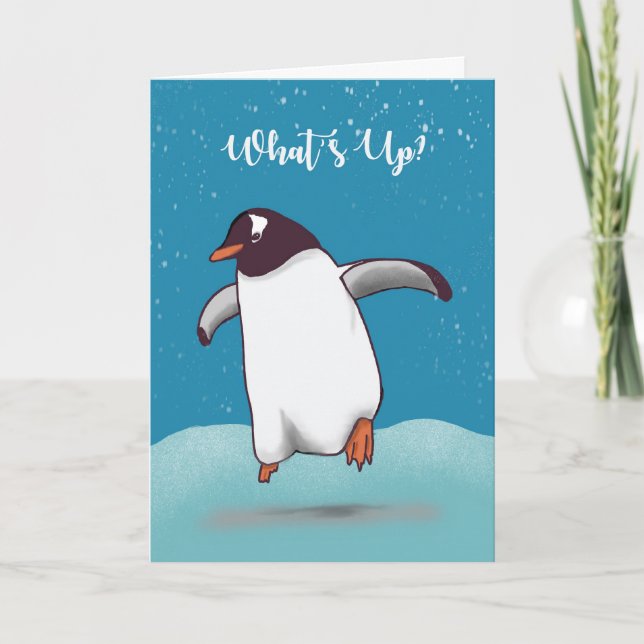 Cartão Alunos do College Penguin Jumping Whats Up (Frente)