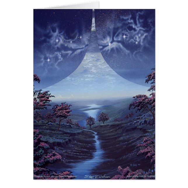 Cartão Alvorecer de aproximação no mundo do anel (Frente)