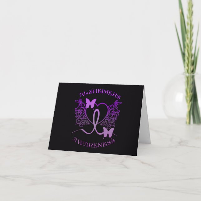 Cartão Alzheimers Awareness Purple Butterflies Card (Frente)