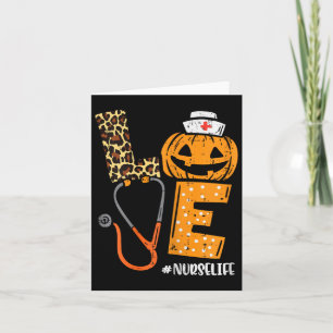 Cartão Ama Enfermeira Pumpkin Leopard Fall Halloween Than