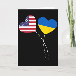 Cartão Amando a Bandeira da Ucrânia dos EUA Coração Ucran