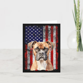 Cartão Amante de Cachorro Boxer Bandeira dos EUA 4 de Jul