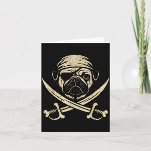 Cartão Amante de cachorro Pug Pirata Antigo