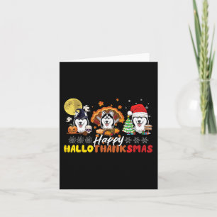 Cartão Amante de cão Husky Feliz HalloThanksmas Feliz Hal