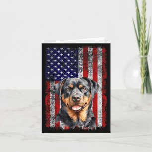 Cartão Amante de Cão Rottweiler Bandeira dos EUA 4 de Jul