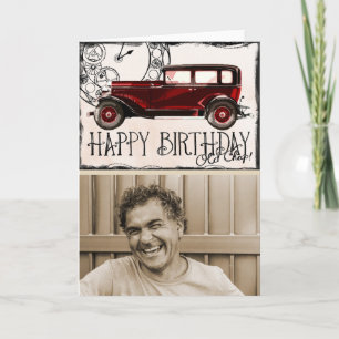 Cartão Amante de Carros Antigos Feliz Aniversário Velho