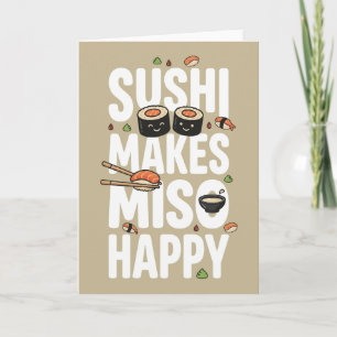 Cartão amante de comida engraçada Sushi Japonês Faz Miso