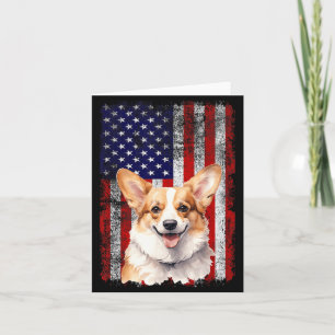 Cartão Amante de Corgi Bandeira dos EUA 4 de Julho Patrió
