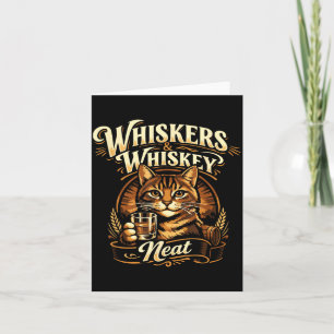 Cartão Amante de Gatos Vintage Whiskers e Whiskey Puro