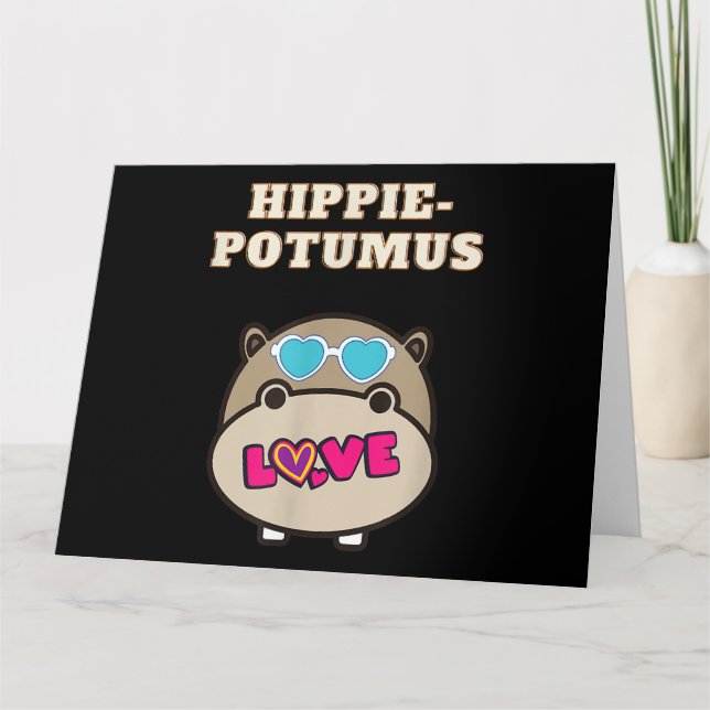 Cartão Amante de Hipopótamo Bebê Hippie Potumus (Frente)