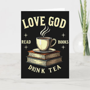 Cartão Amante de Livros Cristãos Ama Deus Lê Livros Bebe 
