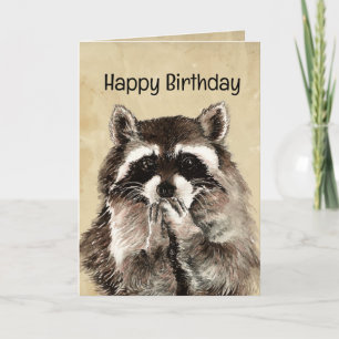 Cartão Amante de os animais Birthday Humor Raccoon