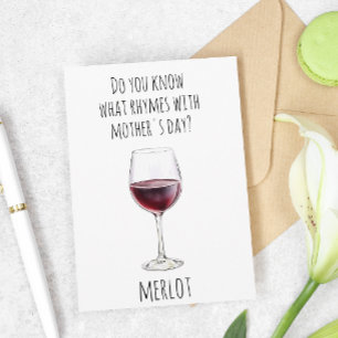 Cartão Amante de Vinho Tinto Dia das Mães Merlot