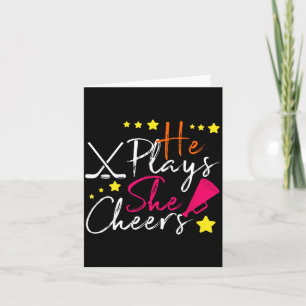 Cartão Amante do Hóquei Ele Jogou Ela É Cheerleader Famíl