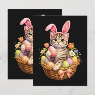 Cartão Amantes de Gatinhos Fofos Feliz Páscoa Gato
