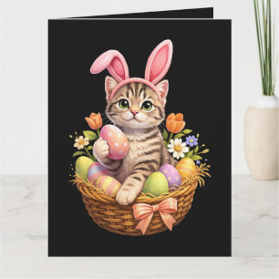 Cartão Amantes de Gatinhos Fofos Feliz Páscoa Gato