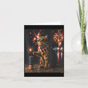 Cartão Amantes de Gatos Engraçados Fogos de Artifício Pat