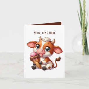 Cartão Amantes de vacas sorvetes engraçadas, personalizáv