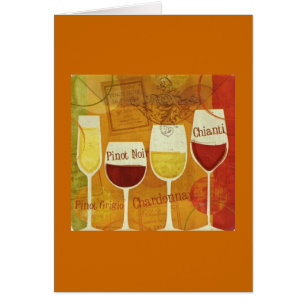 Cartão Amantes de vinho Chardonnay, Pinot Noir, Chianti