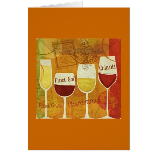 Cartão Amantes de vinho Chardonnay, Pinot Noir, Chianti (Frente)