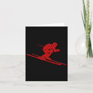 Cartão Amantes do Esqui Corações de São Valentão Amor Sil