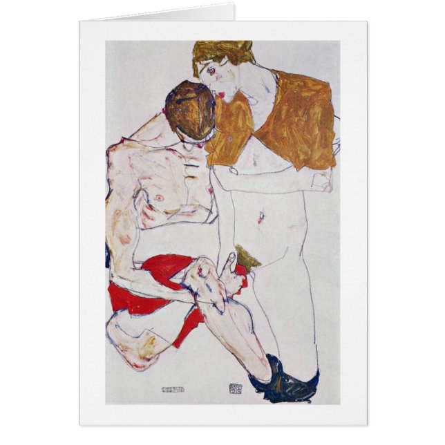 Cartão Amantes por Egon Schiele (Frente)