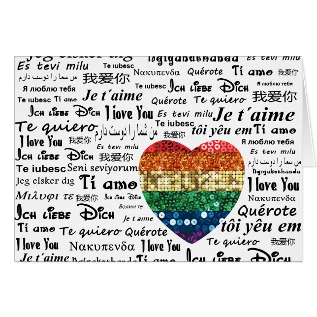 Cartão Amar línguas estrangeiras (Frente Horizontal)