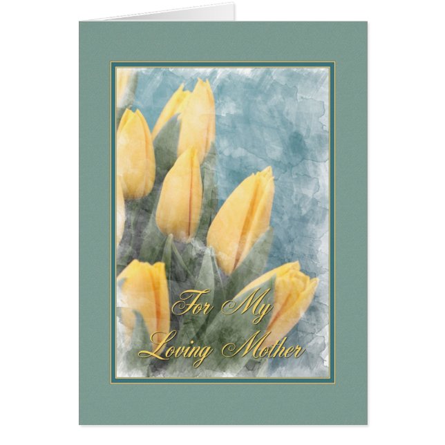 Cartão Amar Tulipas de Aquarela Mãe (Frente)