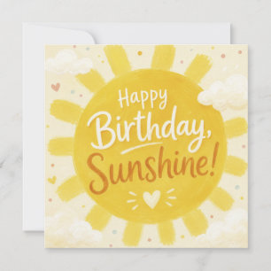 Cartão Amarelo Alegre Sol Feliz Aniversário