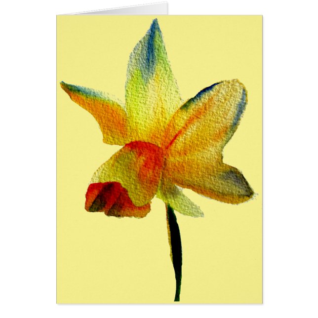 Cartão Amarelo Daffodil watercolor Primavera (Frente)