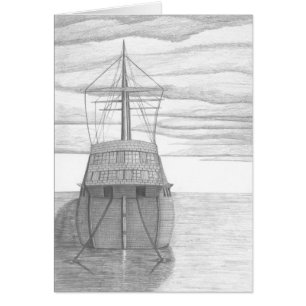 Cartão amarrado do esboço do navio