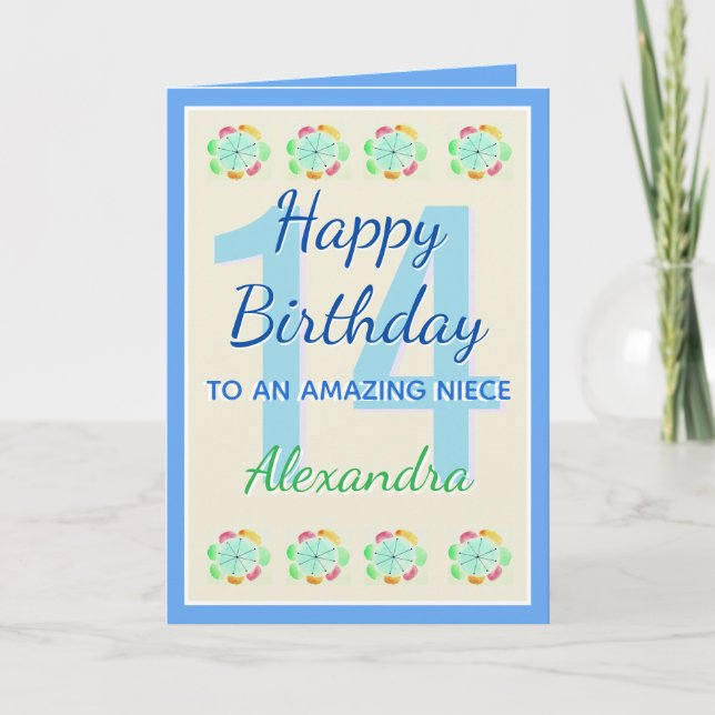 Cartão Amazing Niece 14 Modern Keepsake Birthday Card (Frente)