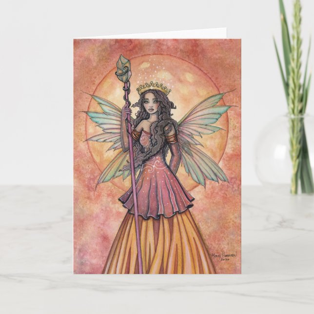 Cartão Amber Moon Fantasy Fairy Art de Molly Harrison (Frente)