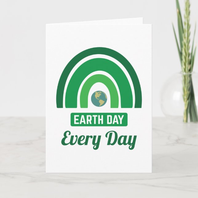 Cartão Ambientalismo do Arco-Íris Verde Dia da Terra Todo (Frente)
