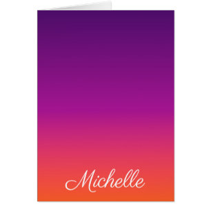 Cartão Ambre de gradiente roxo, rosa e laranja